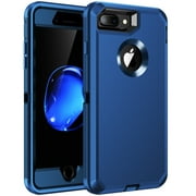 RegSun for iPhone 8 plus,iPhone 7 plus Case,Built-in Screen Protector, Shockproof 3-Layer Full Body Protection Rugged Heavy Duty Hard Cover Case for iPhone 8+/7+ 5.5 inch,Blue