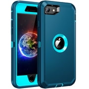 RegSun for iPhone SE 2020 Case,Built-in Screen Protector, Shockproof 3-Layer Full Body Protection Rugged Heavy Duty High Impact Hard Cover Case for iPhone SE 2nd Gen 4.7-inch,Turquoise