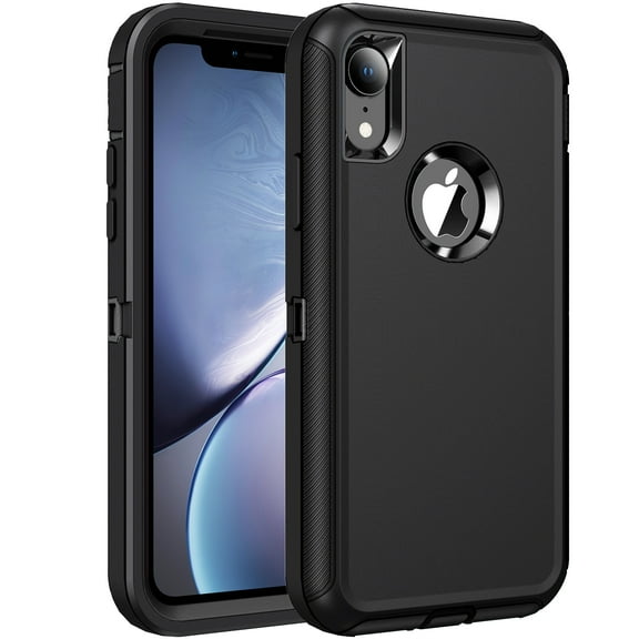 RegSun for iPhone XR Case,Shockproof 3-Layer Full Body Protection [Without Screen Protector] Rugged Heavy Duty High Impact Hard Cover Case for iPhone XR 6.1-inch,Black