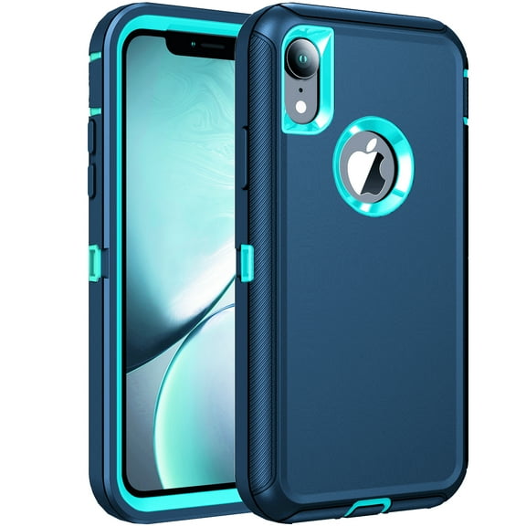 RegSun for iPhone XR Case,Shockproof 3-Layer Full Body Protection [Without Screen Protector] Rugged Heavy Duty High Impact Hard Cover Case for iPhone XR 6.1-inch,Turquoise