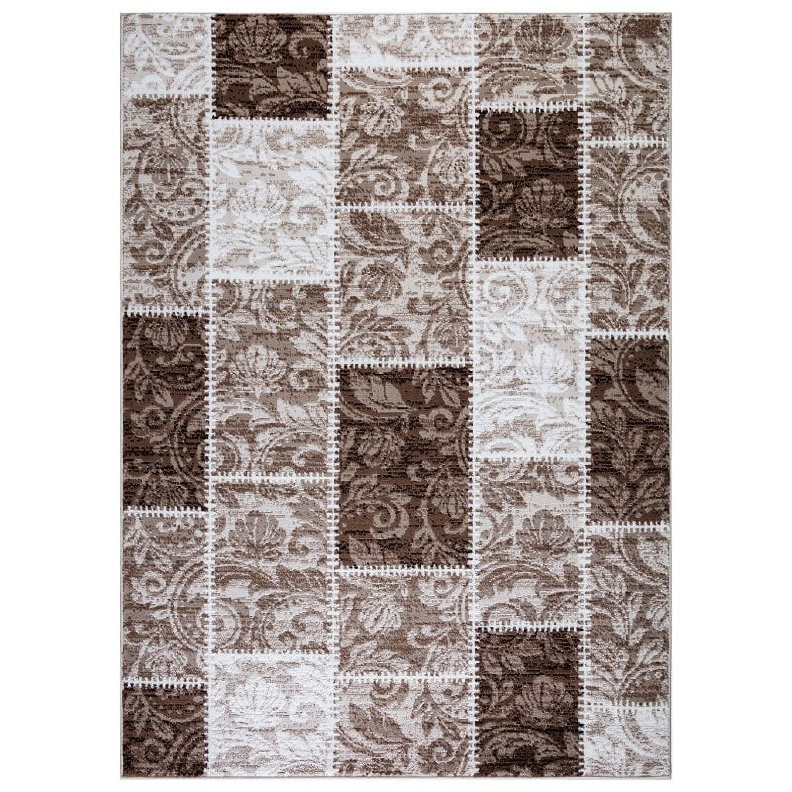 Regal 5x7 Geometric Patchwork Area Rug 180 in Brown Beige - Walmart.com