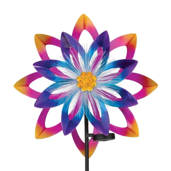 Regal Art & Gift 19" Burst Solar Wind Spinner - Flower Metal 68" Kinetic Garden