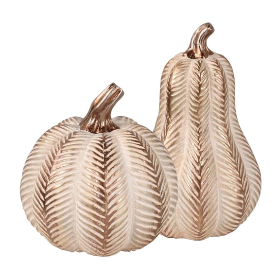 Regal Art & Gift Chevron Pumpkin Decor Set/2 Terracotta 8.5" Home Accent