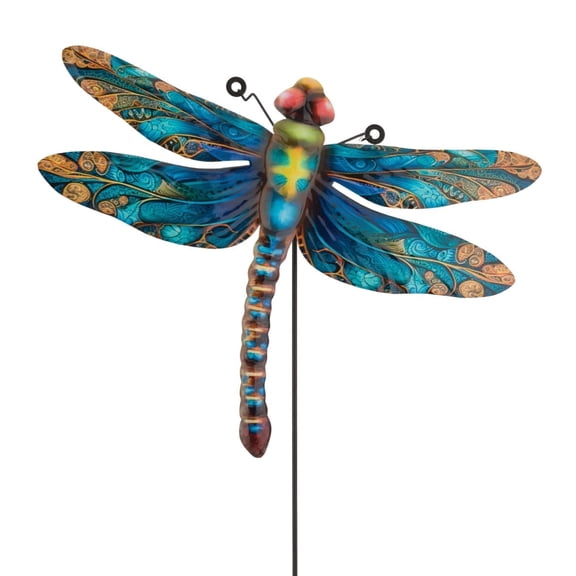 Regal Art & Gift Dragonfly Stake/Wall Decor MED - Blue Metal 43.25" Garden Yard