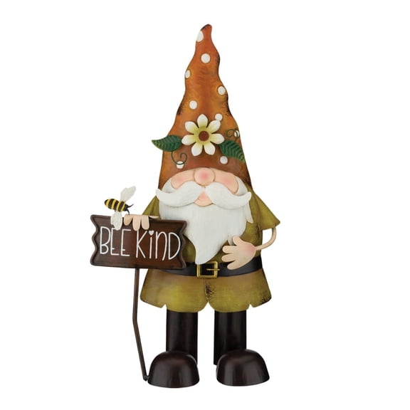 Regal Art & Gift Gnome Decor - Bee Kind Metal 15.5" Garden Accessory