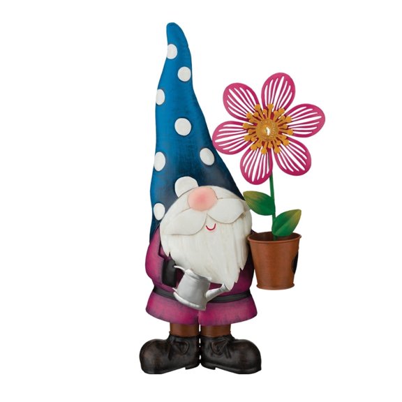 Regal Art & Gift Gnome Decor - Flower Metal 15" Garden Accessory