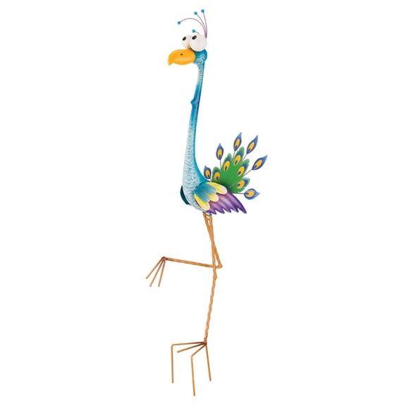 Regal Art & Gift Goofy Bird Stake - Peacock Metal 44" Statue Garden