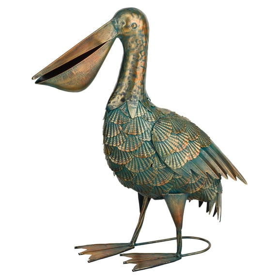 Regal Art & Gift Green Bronze Pelican Decor Metal 20.25" Bird Statue
