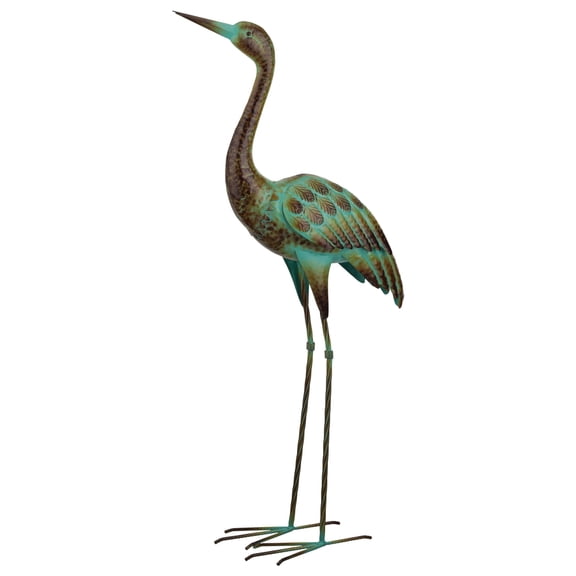 Regal Art & Gift Green Patina Crane Decor SM - UP Metal 37.75" Bird Statue