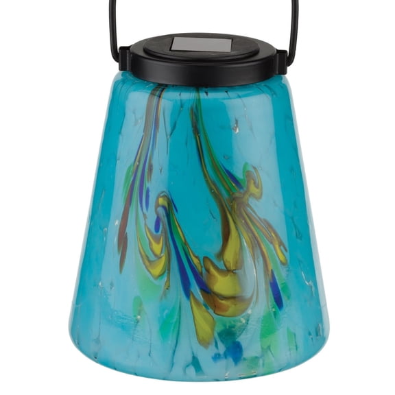 Regal Art & Gift Murano Solar Lantern - Blue Glass 9" Light Led