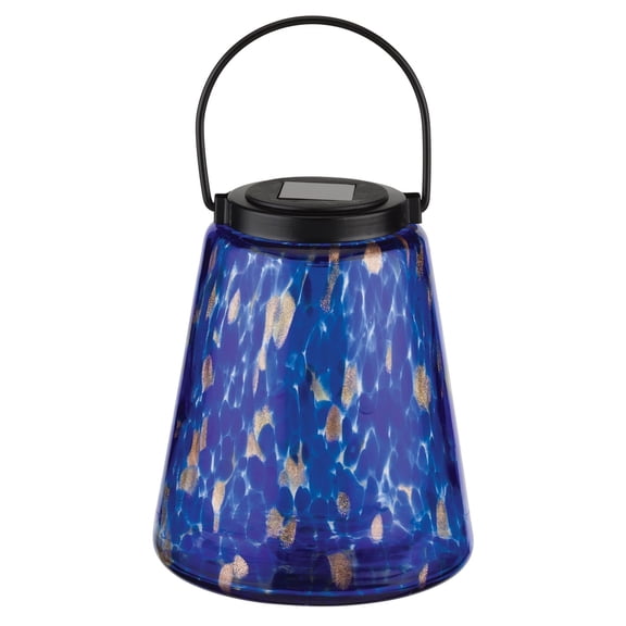 Regal Art & Gift Murano Solar Lantern - Indigo Glass 9" Light Led