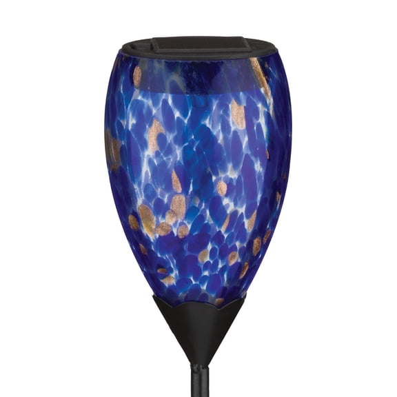 Regal Art & Gift Murano Solar Stake - Indigo Glass 19.75" Light Lantern
