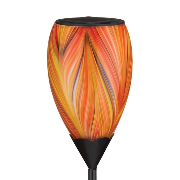 Regal Art & Gift Murano Solar Stake - Orange Glass 19.75" Light Lantern