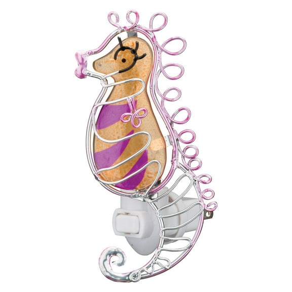 Regal Art & Gift Night Light Seahorse Glass & Metal Plug In 2.36"Dx5.94"Wx8.27"H