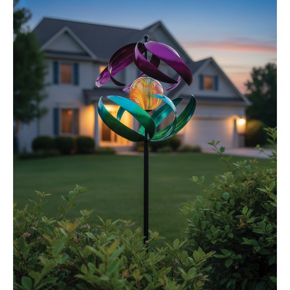 Regal Art & Gift Solar Vertical Wind Spinner - Swirl Metal 69" Kinetic Garden