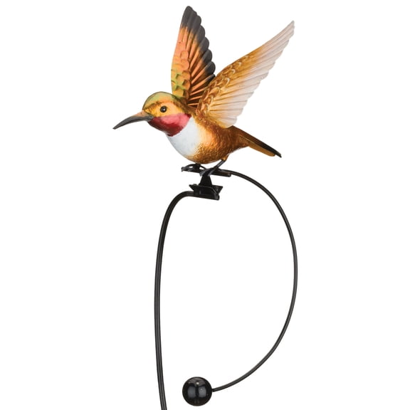 Regal Art & Gift Rocker Hummingbird Stake - Rufous Metal 42.75" Garden Yard
