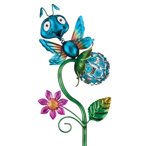 Regal Art & Gift Crystal Bug Solar Stake - Butterfly Metal 22" Light Lantern