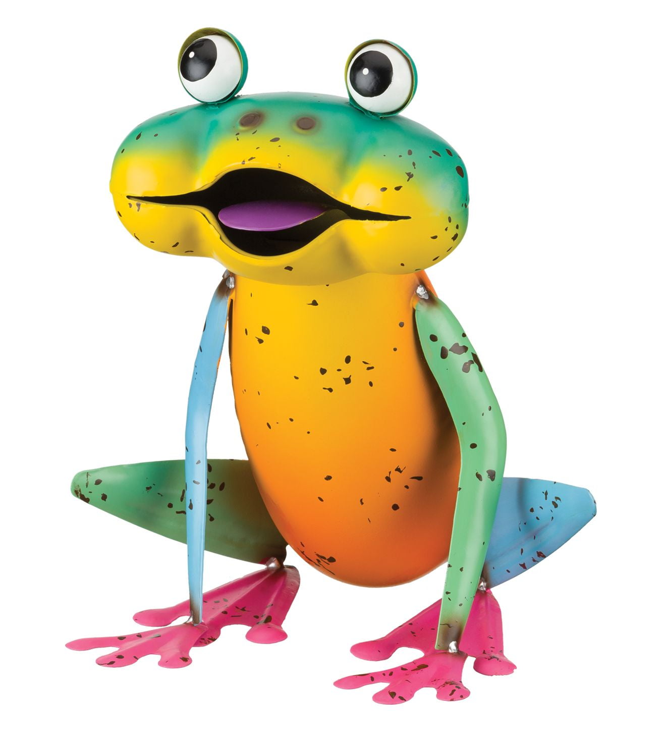 Vibrant Multicolor Metal Garden Frog Decor