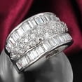 thumbnail image 1 of Regal Baguette And CZ Statement Band Ring - Rhodium Plated / 9, 1 of 2