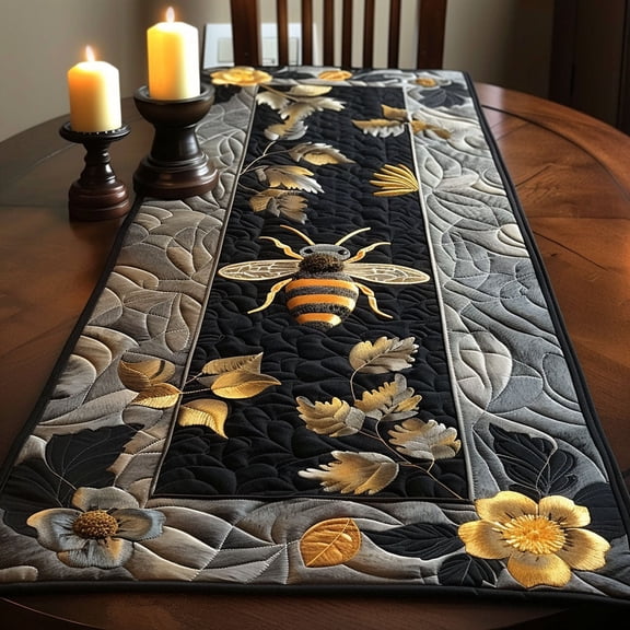 Regal Bee Elegance Quilted Dining Runner for Table, Cozy Farmhouse Kitchen Home Decor