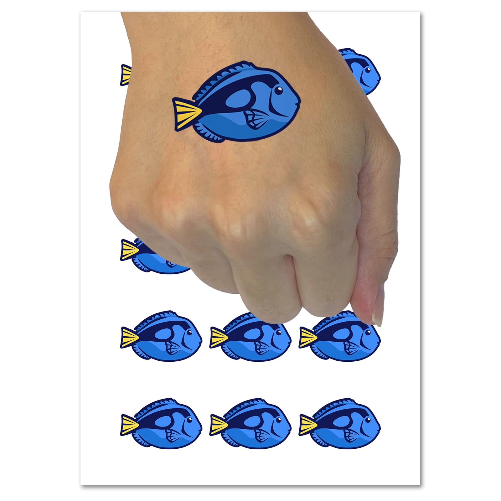 Regal Blue Tang Surgeonfish Fish Water Resistant Temporary Tattoo Set ...