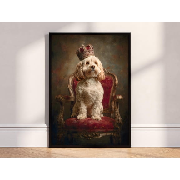 Regal Cockapoo Portrait Poster, Royal Dog Wall Art