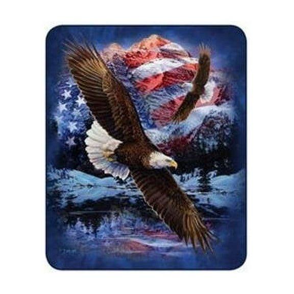 Regal Comfort Bald Eagle Flag Medium Weight Queen Size Faux Fur Blanket Db53242 - Gifts For Men Large 71 Inch X 91 Inch Throw Blanket Eagle Fleece