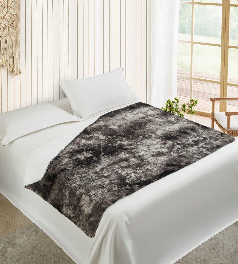 Regal Comfort Faux Fur Sherpa Throw Blanket 50 x70 Soft Plush Warm Fuzzy Oversized Twin Velvet Fleece Blanket for all Seasons River Rock