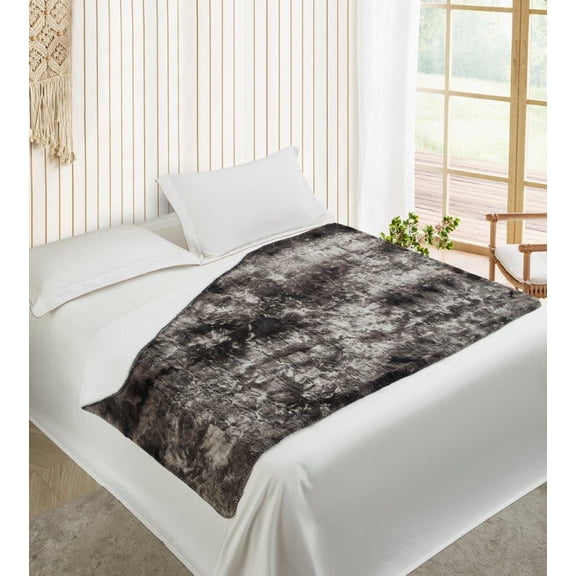Regal Comfort Faux Fur Sherpa Throw Blanket - 50"x70" - Soft & Plush, Warm & Fuzzy Oversized Twin Velvet Fleece Blanket for all Seasons - River Rock