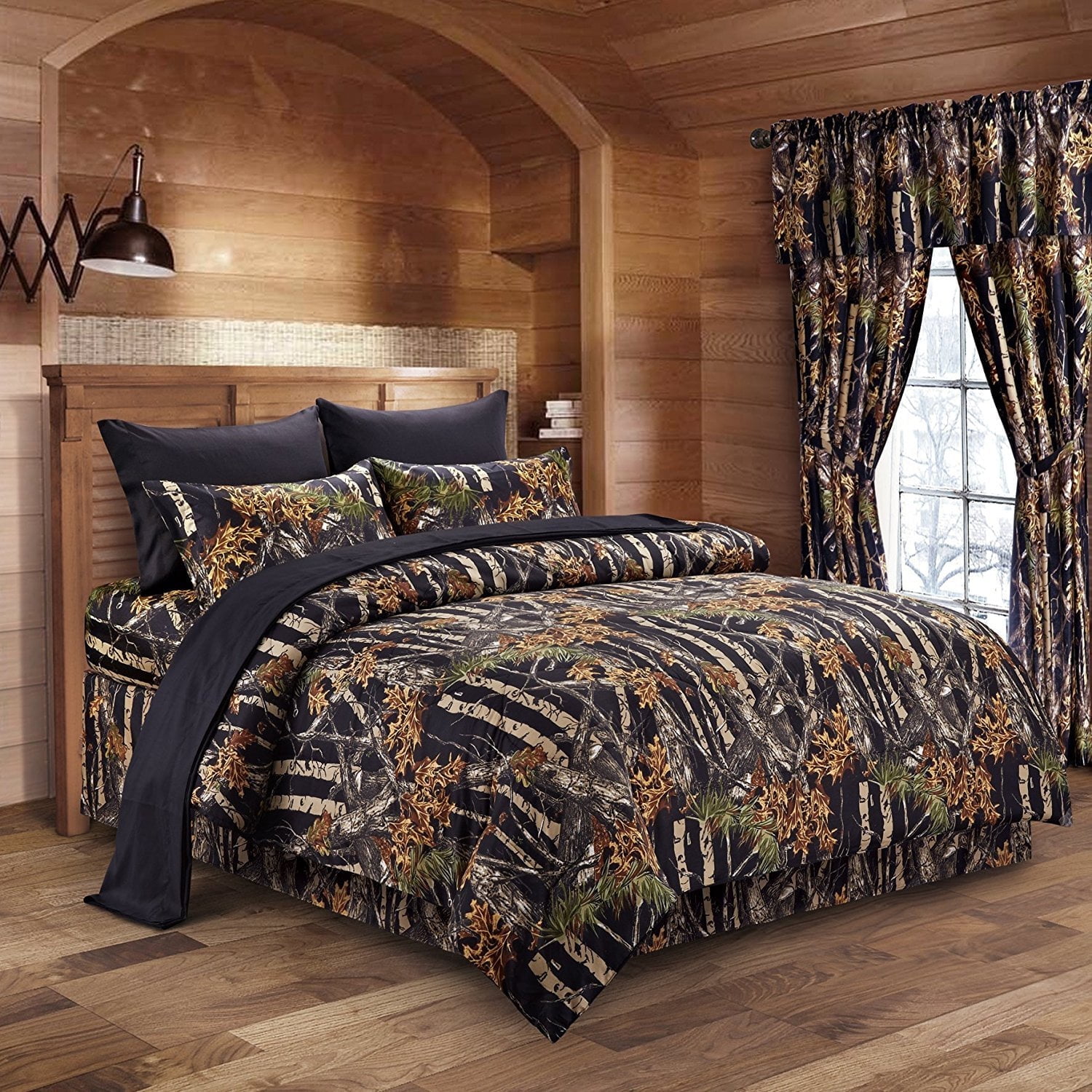Regal Comfort The Woods Black Camouflage Full Bed Skirt - Premium Luxury Camo Bedding for Hunters Cabin or Rustic Lodge Teens Boys and Girls