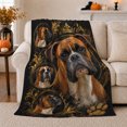 thumbnail image 1 of Regal Crown Boxer Dog Portrait Collage Commemorative, Playful Pet Portrait Pattern, Warm Flannel Blanket for Living Room and Bedroom, Dog Moms Father's Day Gift, Pet Lover Home Decor, 1 of 9