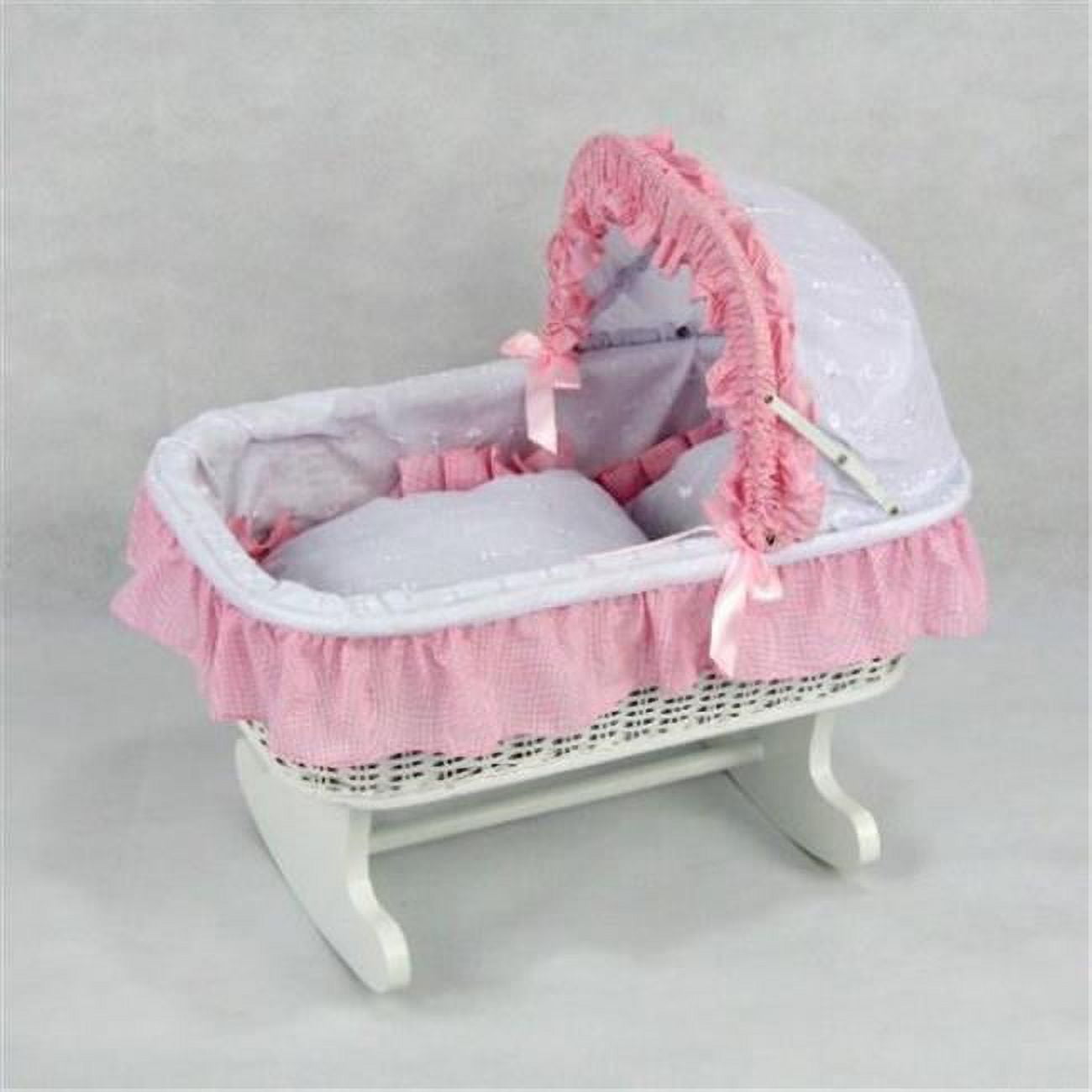 Susanne Rocking Doll Bed – Wooden Cradle For 18” Dolls With Pillow & Mattress, Easy Assembly