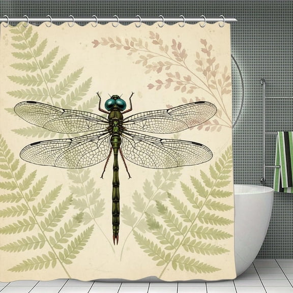 Regal Dragonfly Print Shower Curtain,Modern Fabric Waterproof Shower Curtain Set with Hooks 70.8×70.8Inch (180×180cm)