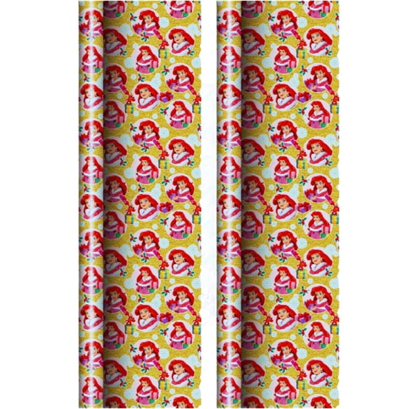 Regal Dreams Princess-Themed Yellow Gift Wrapping Paper, 20 Sq ft (2 Rolls) Premium Deluxe Easy-Cut Grid-Lined Wrap Christmas Birthday Thanksgiving Party Prizes Supply with Bonus Canzonet Tag