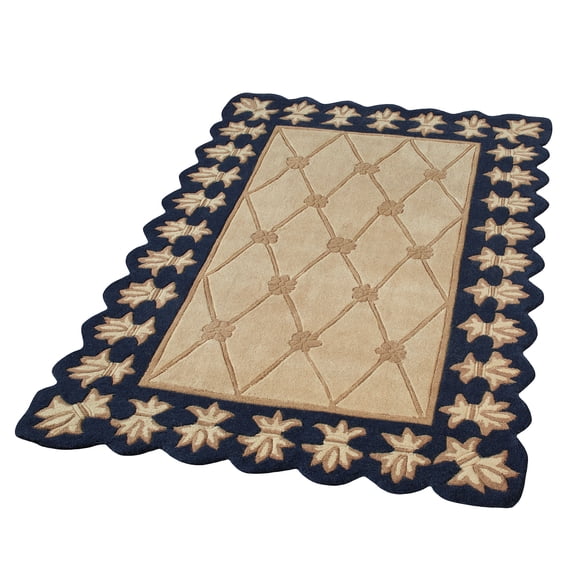 Regal Empire Hand-tufted Handcarved Wool Area Rug, Gold & Navy Blue, 3 ft 6 in x 5 ft 6 in
