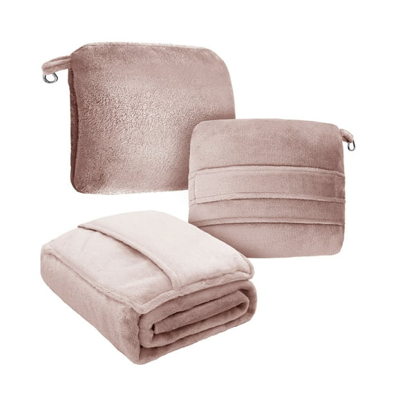 Regal Living 4 in 1 Cozy and Practical Travel Throw, Dusty Pink, 45 x 60