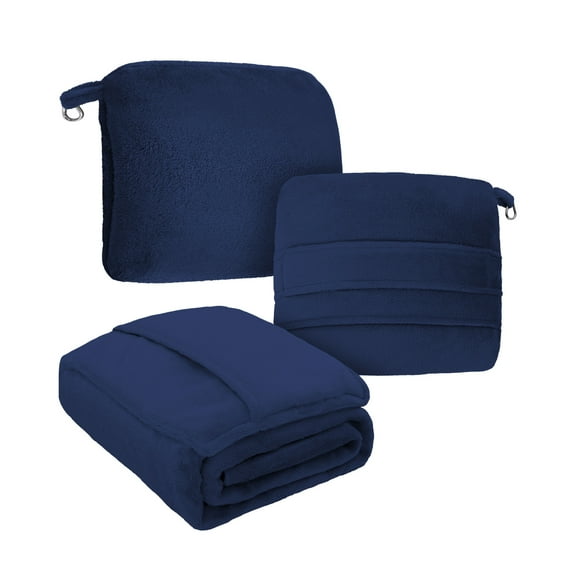 Regal Living 4 in 1 Cozy and Practical Travel Throw, Navy, 45 x 60