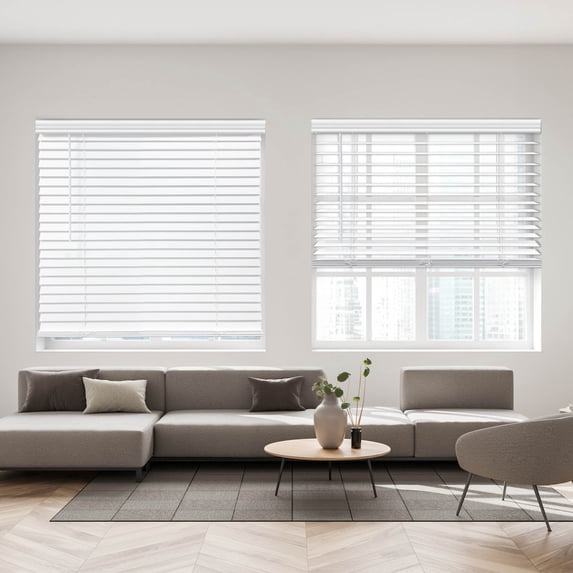 Regal Living White Cordless Room Darkening Textured Faux Wood Blinds, 24" W x 64" L