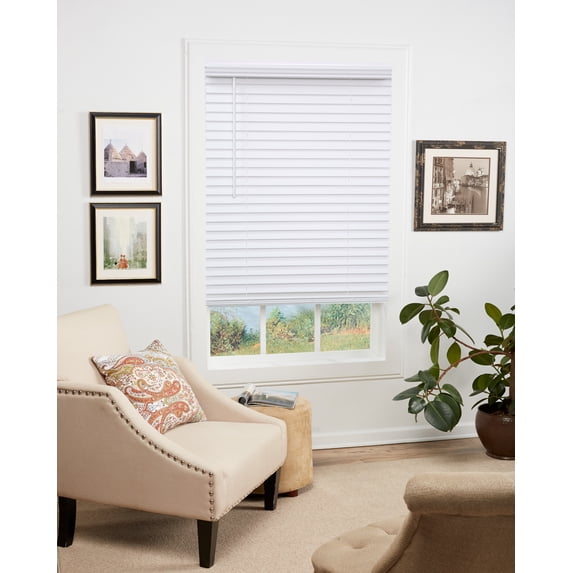 Regal Living White Cordless Room Darkening Textured Faux Wood Blinds, 48" W x 48" L