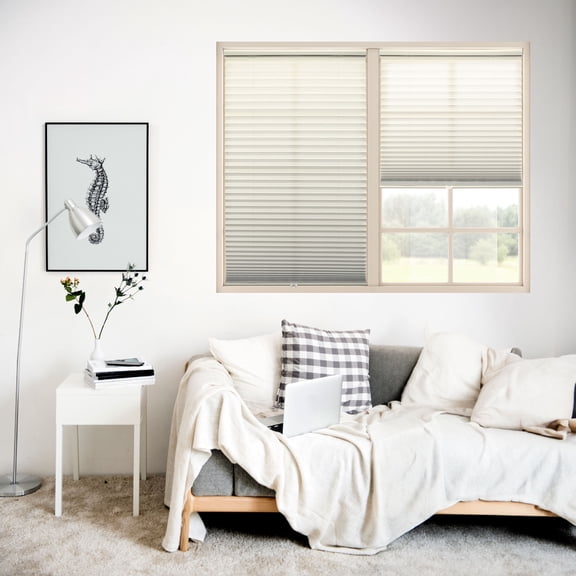Regal Living Cordless Light Filtering Polyester Pleated Shades, Ecru - 20.5 in. W x 64 in. L