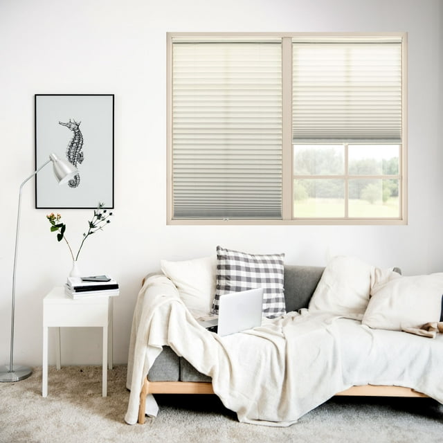 Regal Living Cordless Light Filtering Polyester Pleated Shades, Ecru - 59 in. W x 64 in. L
