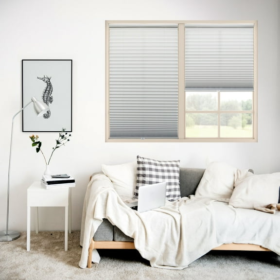 Regal Living Cordless Light Filtering Polyester Pleated Shades, Silver Gray - 31 in. W x 48 in. L