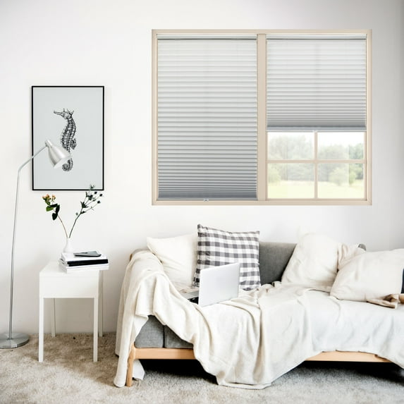 Regal Living Cordless Light Filtering Polyester Pleated Shades, Silver Gray - 65 in. W x 72 in. L
