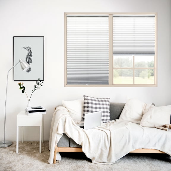 Regal Estate, 1 in. Cordless Light Filtering Pleated Shade, White, 21.5W x 72L