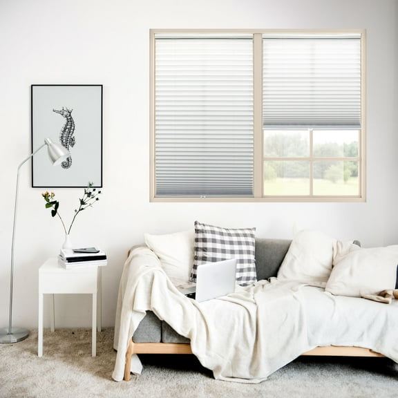 Regal Living Cordless Light Filtering Polyester Pleated Shades, White - 31 in. W x 64 in. L