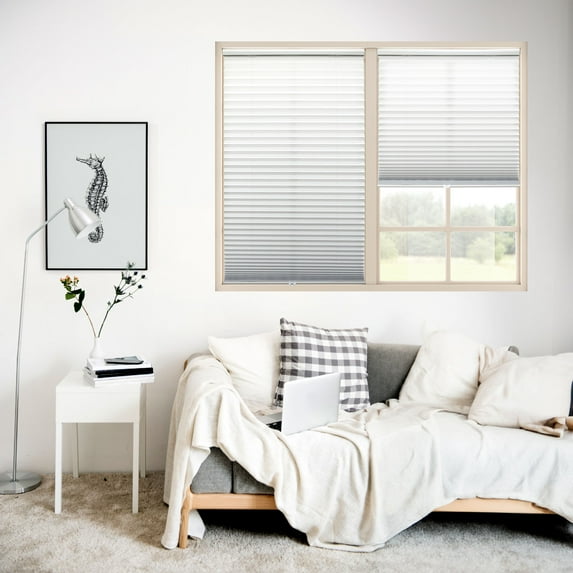Regal Living Cordless Light Filtering Polyester Pleated Shades, White - 33 in. W x 64 in. L