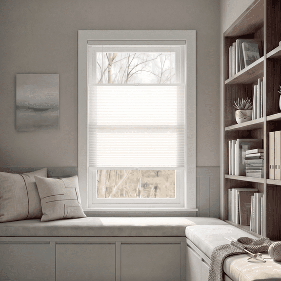 Regal Estate DrillMount Cordless 1.5" Light Filtering Top Down Bottom Up Cellular Shades, 24" W x 48" H, White