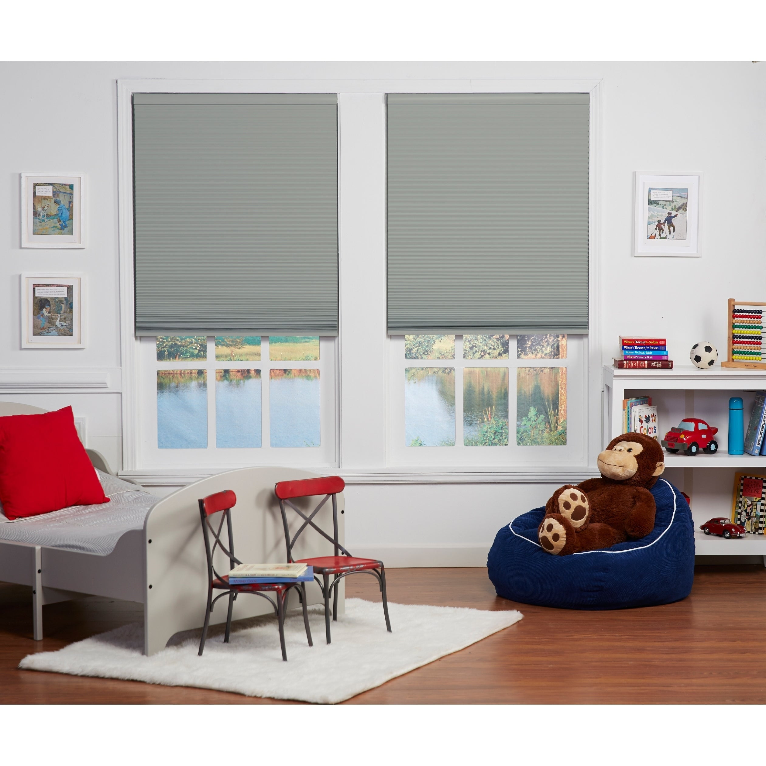 Regal Estate Grey/White 72-inch Long Cordless Blackout Cellular Shade ...