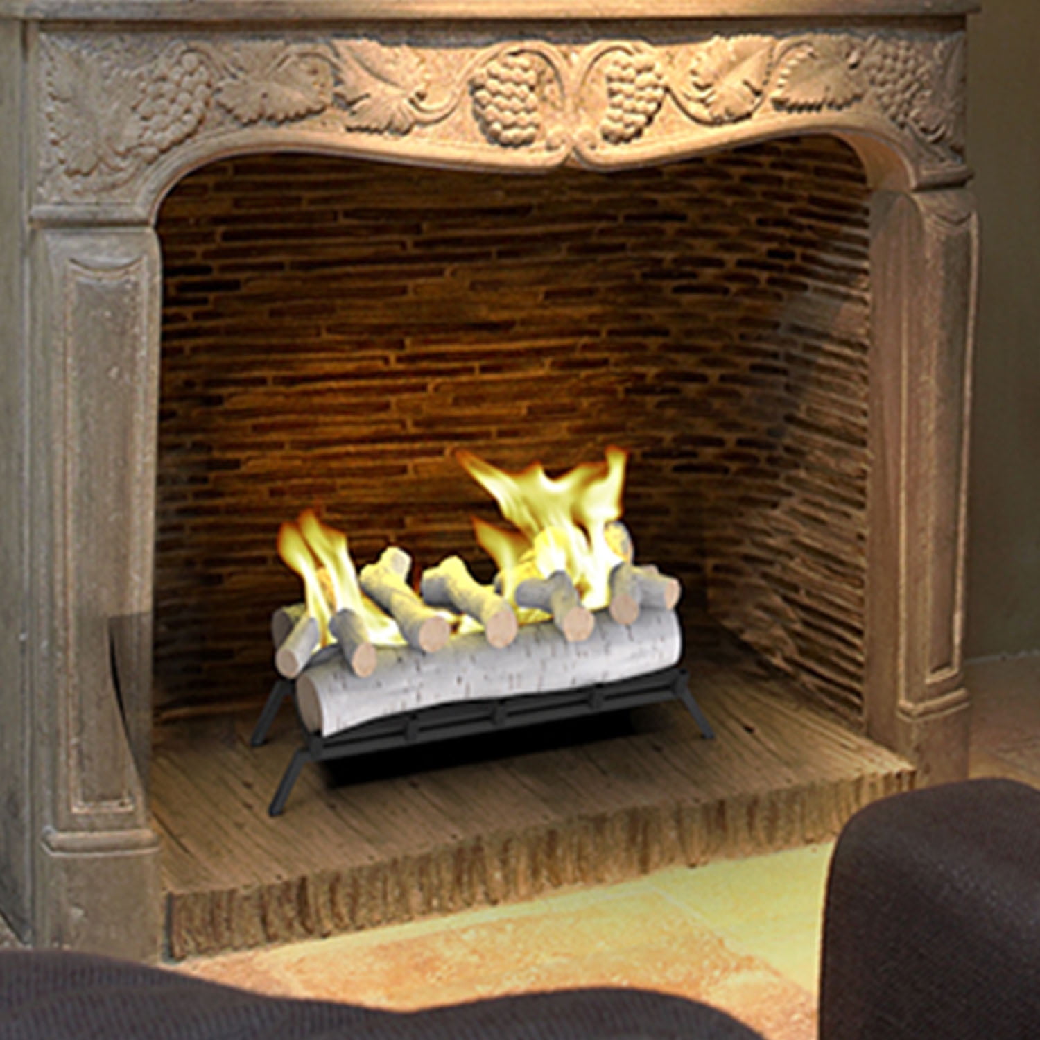 Regal Flame 24" Convert to Ethanol Fireplace Log Set with Burner Insert