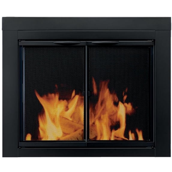Regal Flame 33-inch Premium Alpine Fireplace Expandable Black Iron Steel Guard Cover Door with Glass and Mesh - Medium